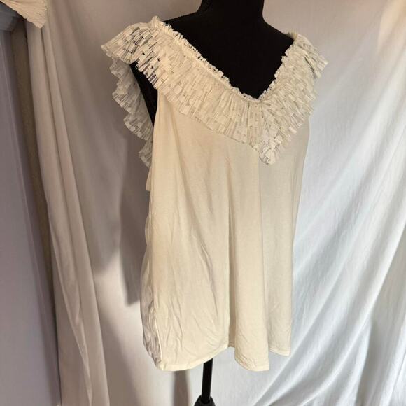 Brea canyon women’s xl Flowy boxy lace cami top cream dainty cottagecore rayon - Picture 7 of 8